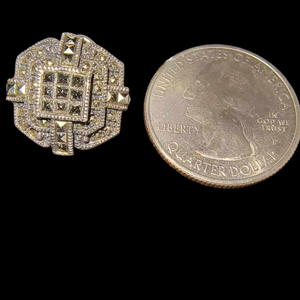 Judith Jack Signed Vintage Art Deco Marcasite & Sterling Silver Earrings